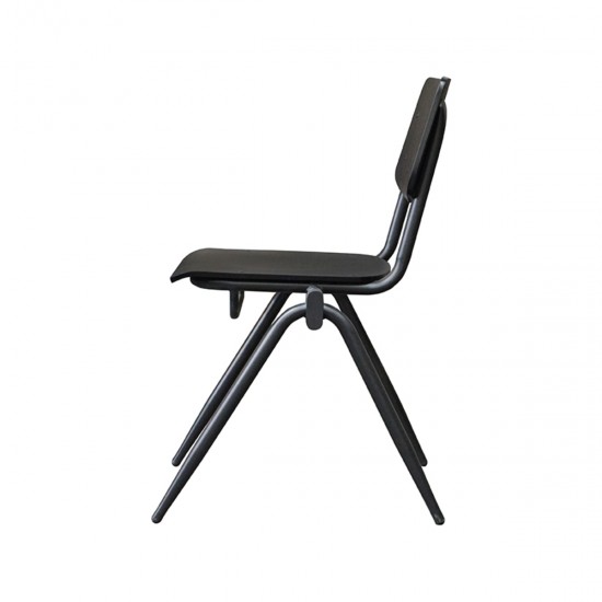 LABEL 51 Eetkamerstoel Solid Zwart Hout Zwart Metalen Frame.