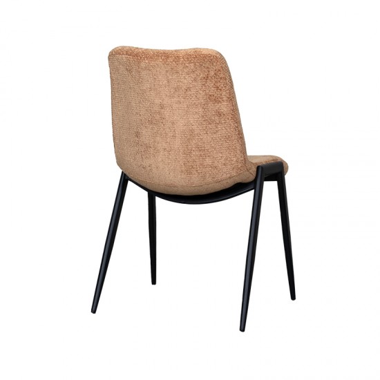 LABEL 51 Eetkamerstoel Noor Cognac Elite Zwart Metalen Frame.