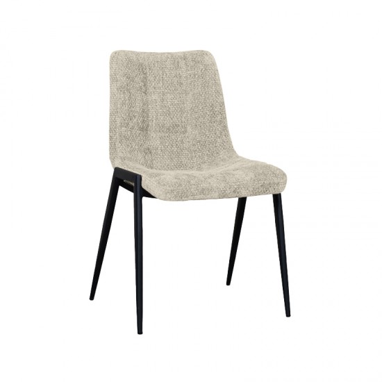 LABEL51 Eetkamerstoel Noor Naturel Elite Zwart Metalen Frame.