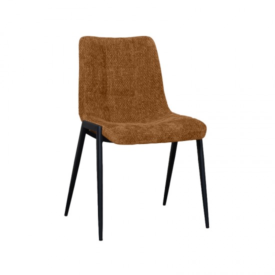 LABEL51 Eetkamerstoel Noor Mustard Elite Zwart Metalen Frame.