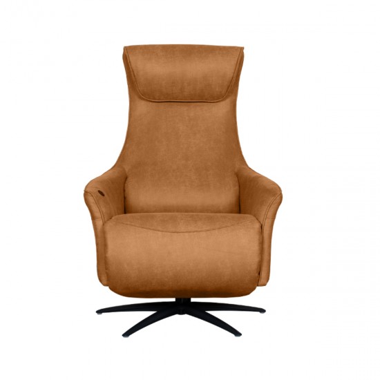 LABEL 51 Fauteuil Lund Cognac Micro Suede 2-Motorig Met Massagefunctie.