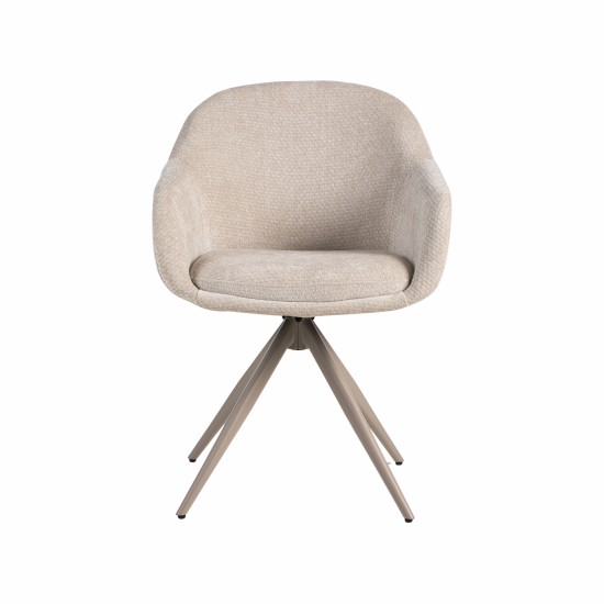 LABEL51 Eetkamerstoel Fiby Naturel Elite Taupe Metalen Frame.