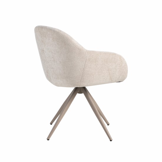 LABEL 51 Eetkamerstoel Fiby Naturel Elite Taupe Metalen Frame.