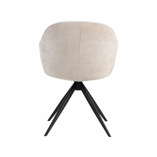 LABEL 51 Eetkamerstoel Fiby Naturel Elite Zwart Metalen Frame.