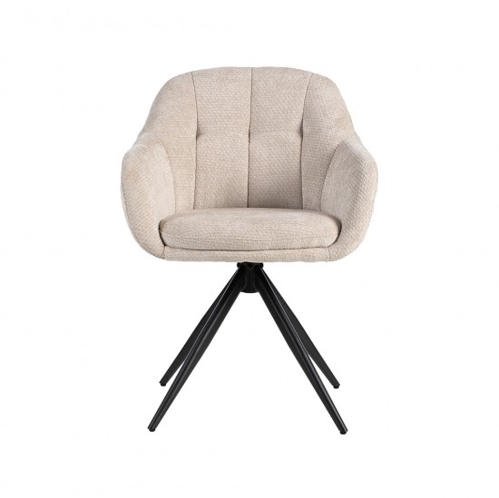 LABEL51 Eetkamerstoel Esma Naturel Elite Zwart Metalen Frame.