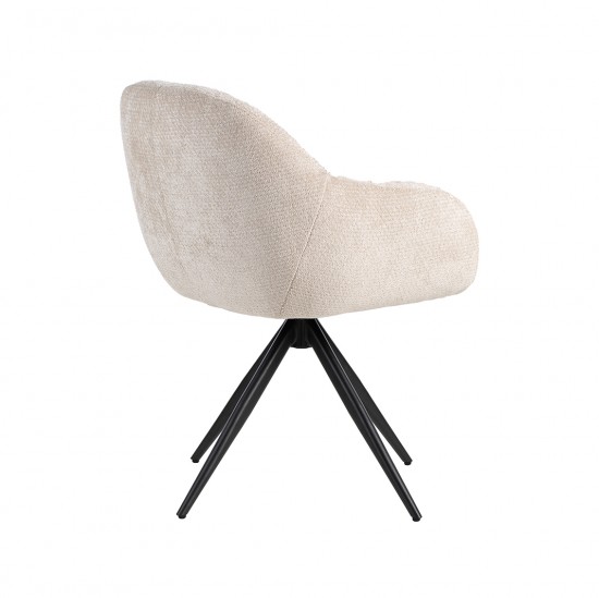 LABEL 51 Eetkamerstoel Esma Naturel Elite Zwart Metalen Frame.