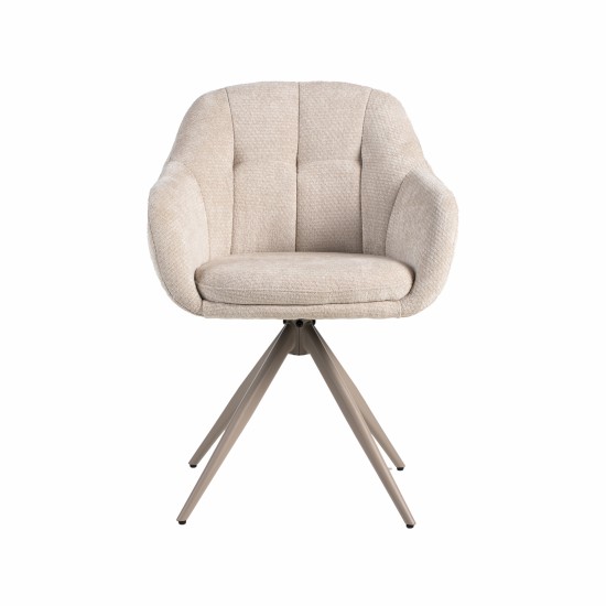 LABEL51 Eetkamerstoel Esma Naturel Elite Taupe Metalen Frame.