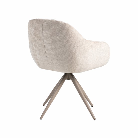 LABEL 51 Eetkamerstoel Esma Naturel Elite Taupe Metalen Frame.