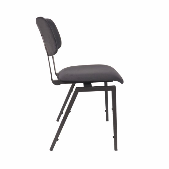 LABEL51 Eetkamerstoel Stapelbaar Taupe Fluweel Zwart Metalen Frame.