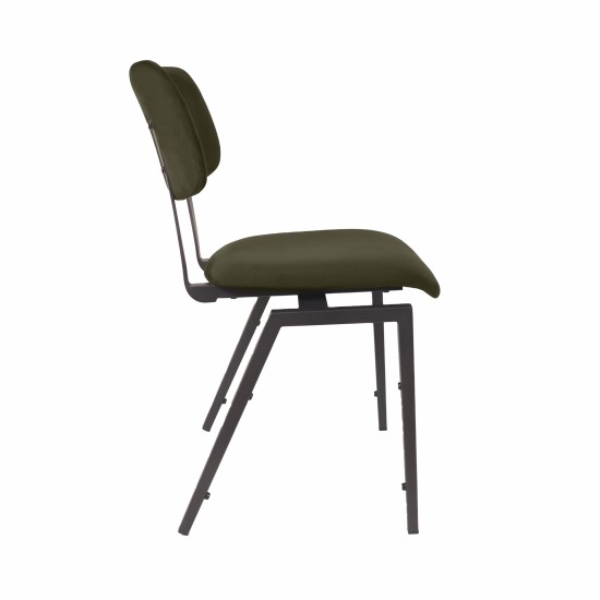 LABEL51 Eetkamerstoel Stapelbaar Hunter Fluweel Zwart Metalen Frame.