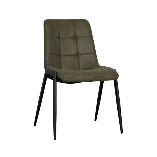 LABEL51 Eetkamerstoel Noor Moss Micro Suede Zwart Metalen Frame.