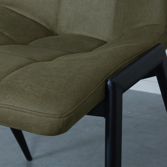 LABEL51 Chaise de salle à manger Noor Moss Micro Suede Zwart Metalen Frame.