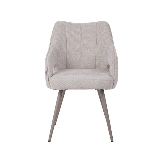 LABEL51 Eetkamerstoel Stan Naturel Elite Taupe Metalen Frame.