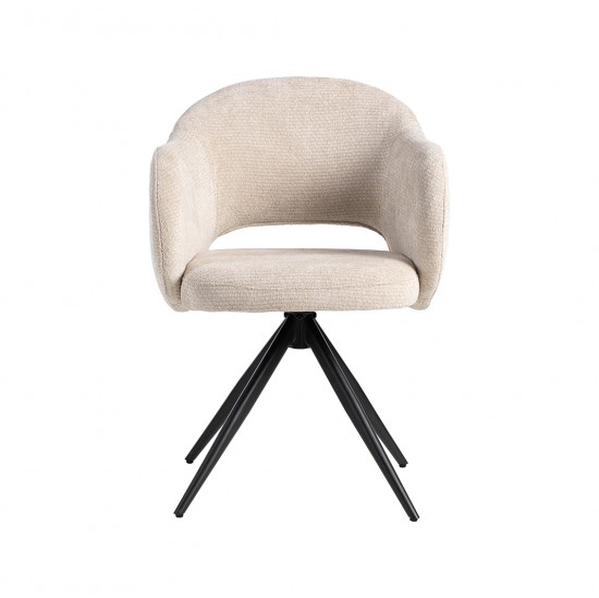 LABEL51 Eetkamerstoel Lela Naturel Elite Zwart Metalen Frame.