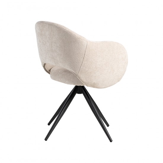 LABEL 51 Eetkamerstoel Lela Naturel Elite Zwart Metalen Frame.