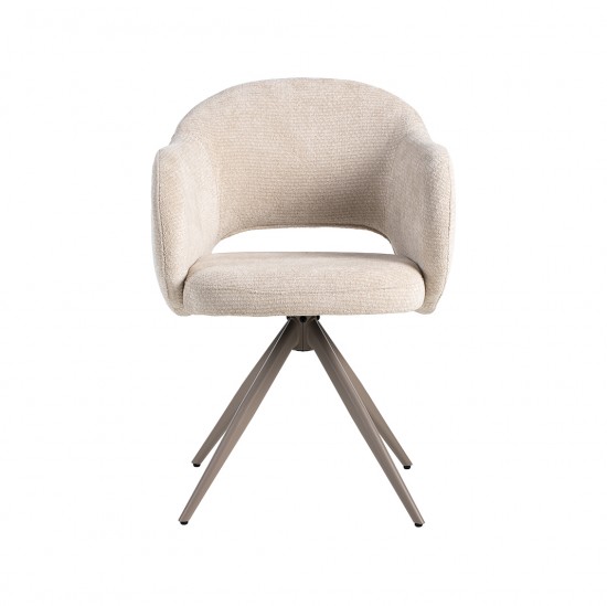 LABEL51 Eetkamerstoel Lela Naturel Elite Taupe Metalen Frame.