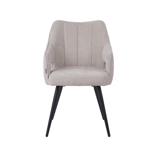 LABEL51 Eetkamerstoel Stan Naturel Elite Zwart Metalen Frame.