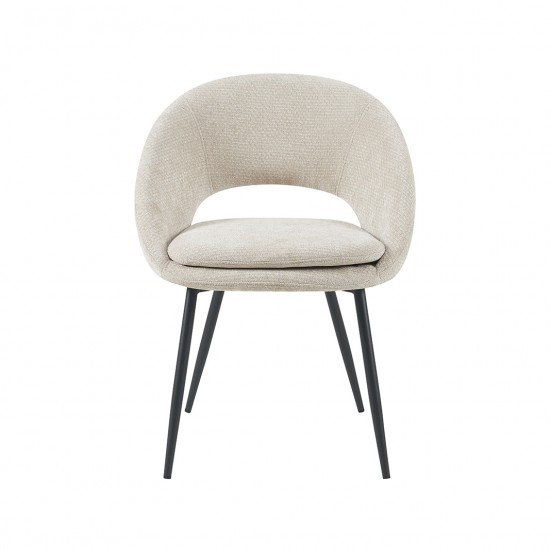 LABEL51 Eetkamerstoel Zohra Naturel Elite Zwart Metalen Frame.