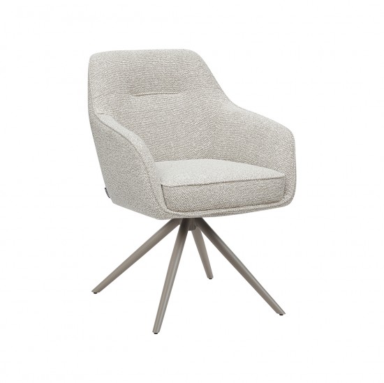 LABEL51 Eetkamerstoel Akira Naturel Royal Boucle Taupe Metalen Frame.