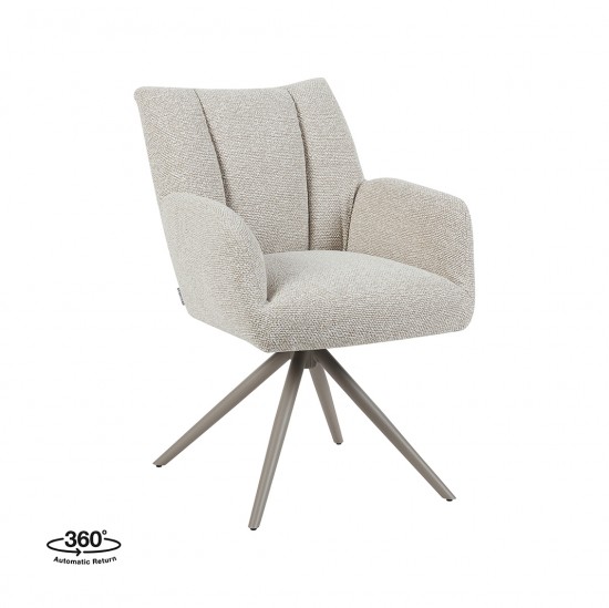 LABEL51 Eetkamerstoel Padua Naturel Royal Boucle Taupe Metalen Frame.