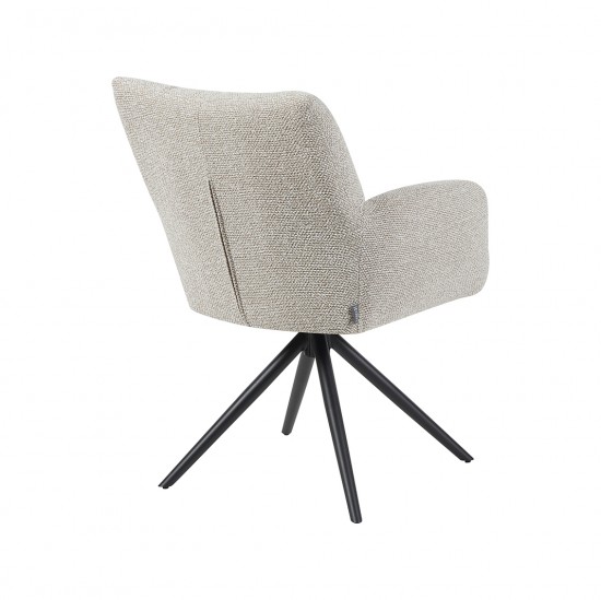 LABEL 51 Eetkamerstoel Padua Naturel Royal Boucle Zwart Metalen Frame.