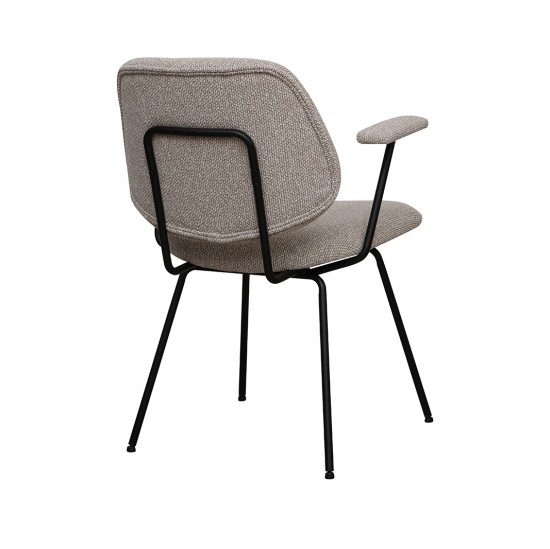 LABEL 51 Eetkamerstoel Loreto Naturel Royal Boucle Zwart Metalen Frame.