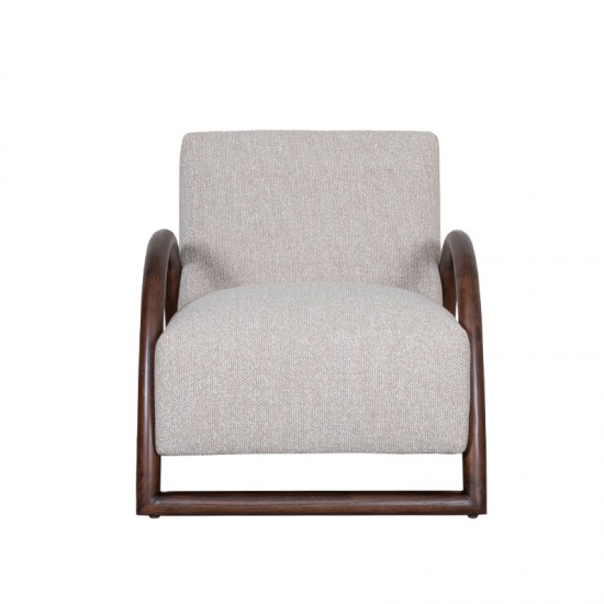 LABEL51 Fauteuil Viggo - Naturel - Royal Boucle - Walnoot Houten Frame.