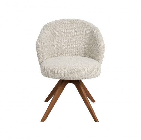 LABEL51 Eetkamerstoel Sabi Naturel Royal Boucle Walnoot Houten Frame.