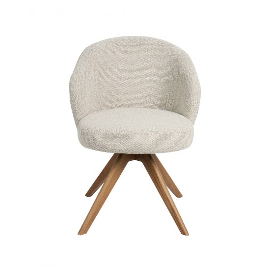 LABEL51 Eetkamerstoel Sabi Naturel Royal Boucle Naturel Houten Frame.