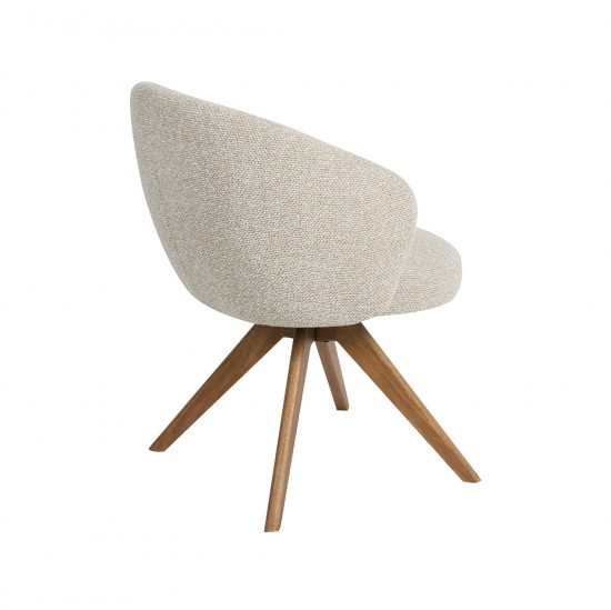 LABEL 51 Eetkamerstoel Sabi Naturel Royal Boucle Naturel Houten Frame.