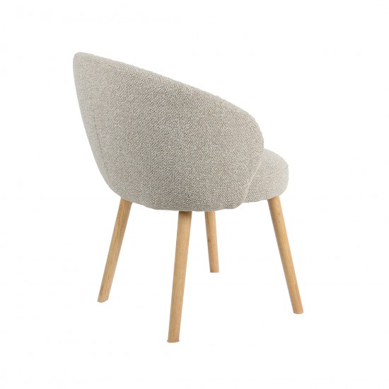 LABEL 51 Eetkamerstoel Shiro Naturel Royal Boucle Naturel Houten Frame.