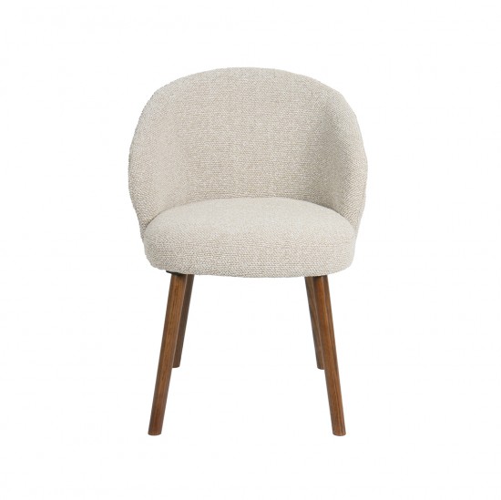 LABEL51 Eetkamerstoel Shiro Naturel Royal Boucle Walnoot Houten Frame.