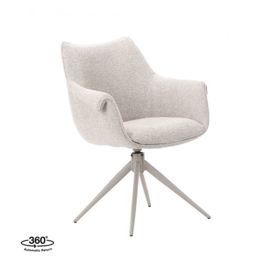 LABEL51 Eetkamerstoel Narumi Naturel Royal Boucle Taupe Metalen Frame.