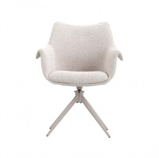 LABEL 51 Eetkamerstoel Narumi Naturel Royal Boucle Taupe Metalen Frame.