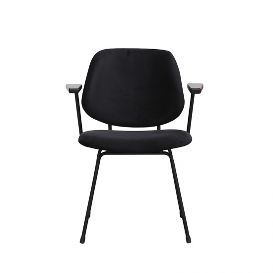 LABEL51 Eetkamerstoel Gastron Zwart Fluweel Zwart Metalen Frame.