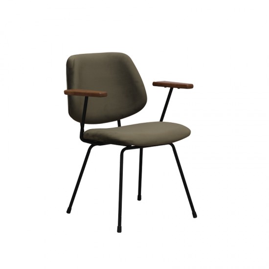 LABEL51 Eetkamerstoel Gastron Hunter Fluweel Zwart Metalen Frame.