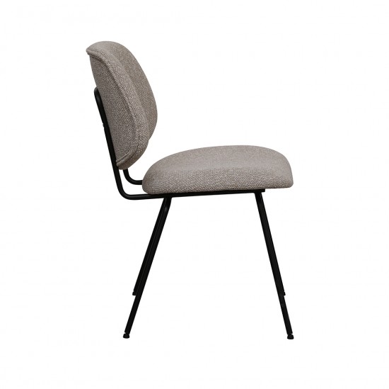 LABEL51 Eetkamerstoel Ravenna Naturel Royal Boucle Zwart Metalen Frame.