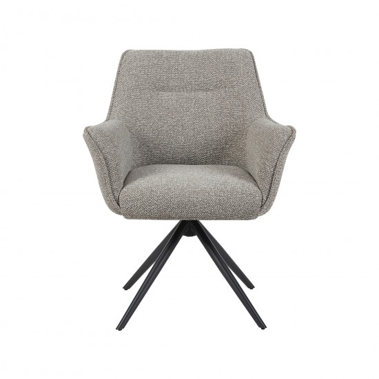 LABEL51 Eetkamerstoel Kimora Mushroom Royal Boucle Zwart Metalen Frame.