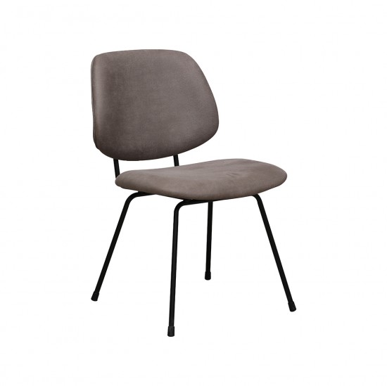 LABEL51 Eetkamerstoel Bello Taupe Micro Suede Zwart Metalen Frame.