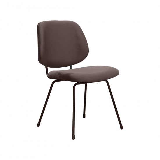 LABEL51 Eetkamerstoel Bello Taupe Fluweel Zwart Metalen Frame.