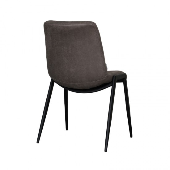 LABEL 51 Eetkamerstoel Noor Taupe Micro Suede Zwart Metalen Frame.