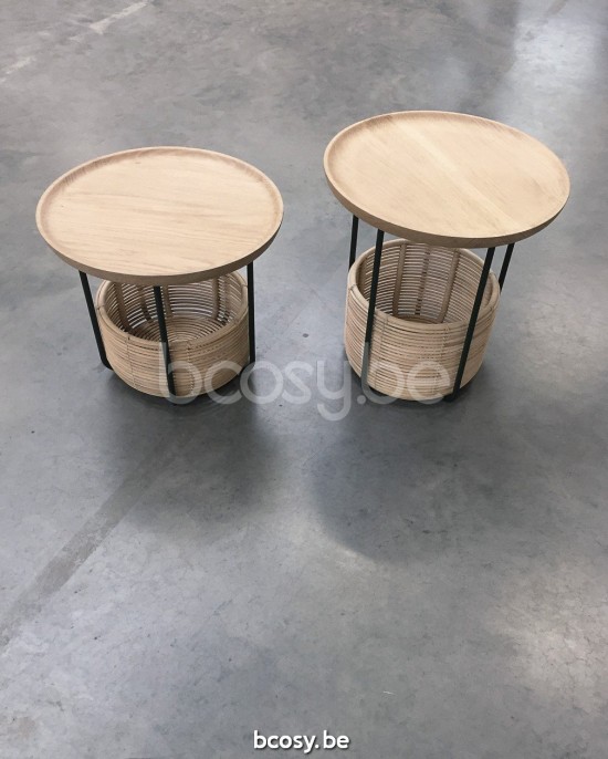 Vincent Sheppard Vivi beistelltische Rahmen aus Schwarz Stahl Small Natürlich Rattan.