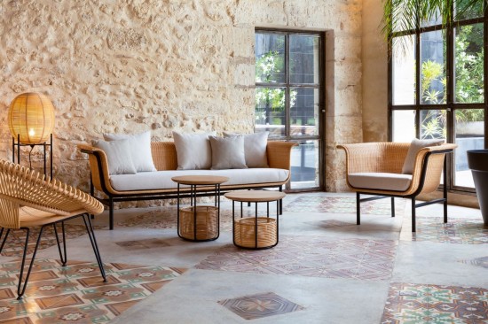 Vincent Sheppard Vivi tables d appoint bouts de canapé Cadre en Acier Noir Small Rotin Naturel.