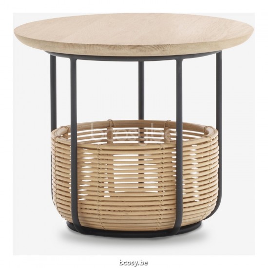 Vincent Sheppard Vivi salontafels bijzettafels koffietafels Zwart Stalen frame Medium Naturel Rotan.