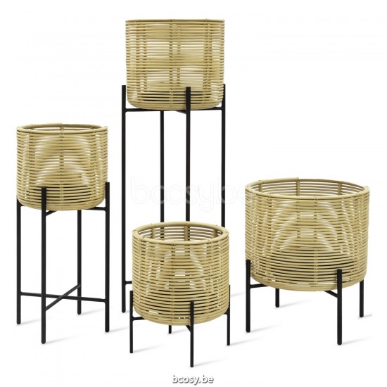 Vincent Sheppard Vivi Extra Large Pot à plantes Cadre en Acier Noir Rotin Naturel.