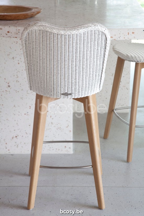 Vincent Sheppard Lily bar chairs stools Natural Oak Wood frame Snow Lloyd Loom.