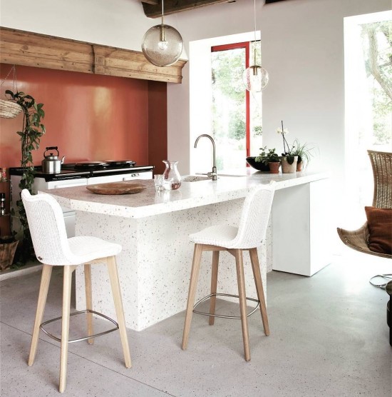 Vincent Sheppard Lily Tabouret de bar Cadre en Bois Chêne naturel Lloyd Loom Neige.