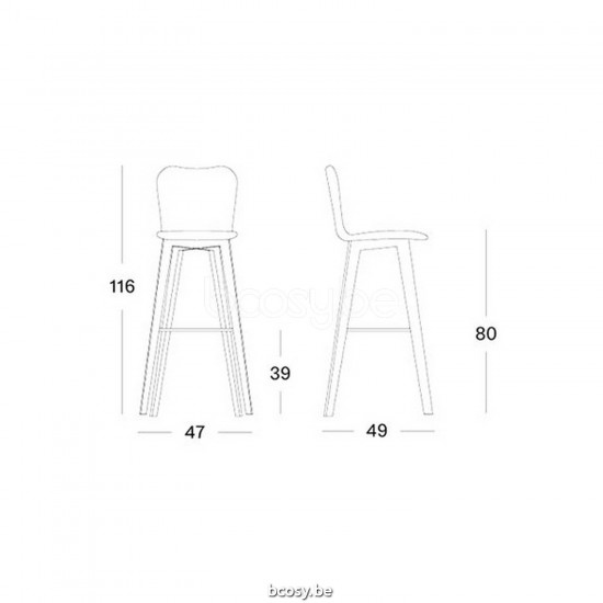 Vincent Sheppard Vincent Sheppard Lily Bar Stool Natural Oak Wood frame Black Lloyd Loom.