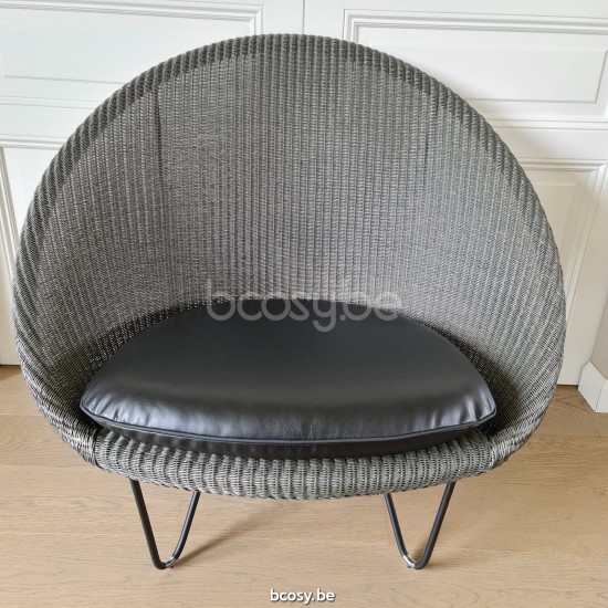 Vincent Sheppard Joe loveuses tournants osiers sièges d’amour Cadre en Acier Revêtement en poudre noir Lloyd Loom Oyster.