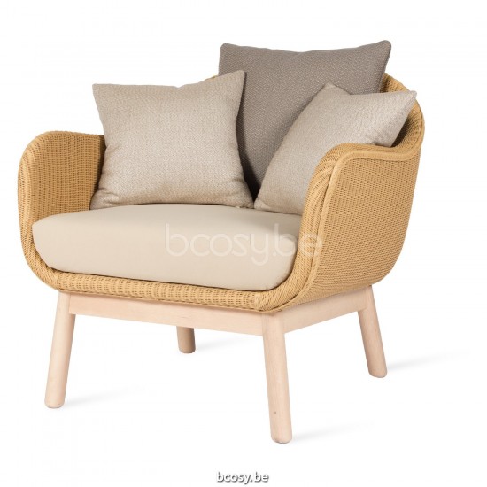 Vincent Sheppard Fauteuil lounge Alex base chêne Alex Fauteuil de repos Cadre en Bois Chêne naturel Lloyd Loom Clair.